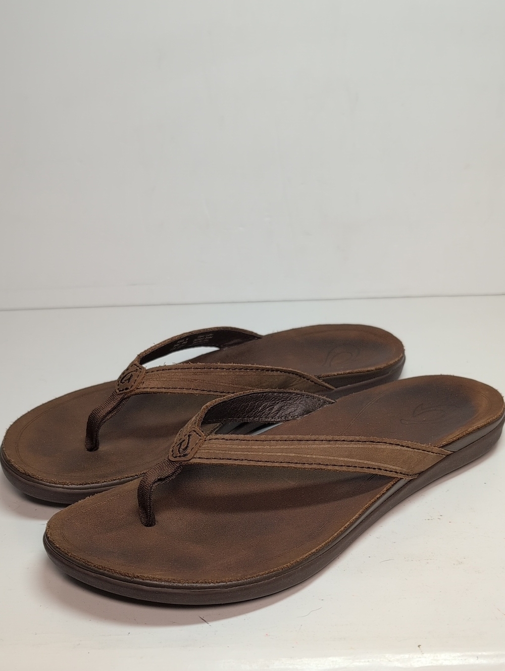 Olukai Aukai beach flip flop brown leather sandal women's size 7 EU 37 - Picture 3 of 14